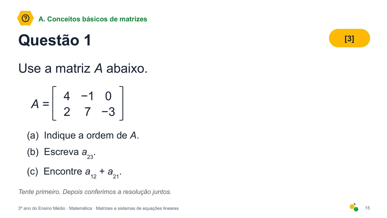 Matrizes e sistemas de equações lineares — Slide 17