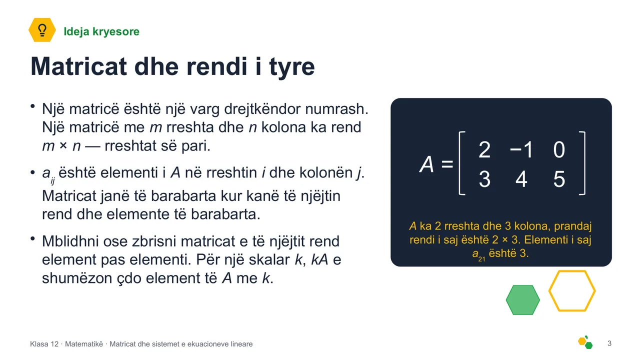 Matricat dhe sistemet e ekuacioneve lineare — Slajdi 4