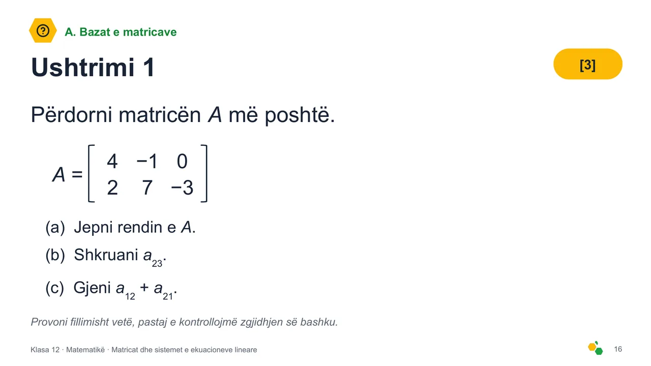Matricat dhe sistemet e ekuacioneve lineare — Slajdi 18