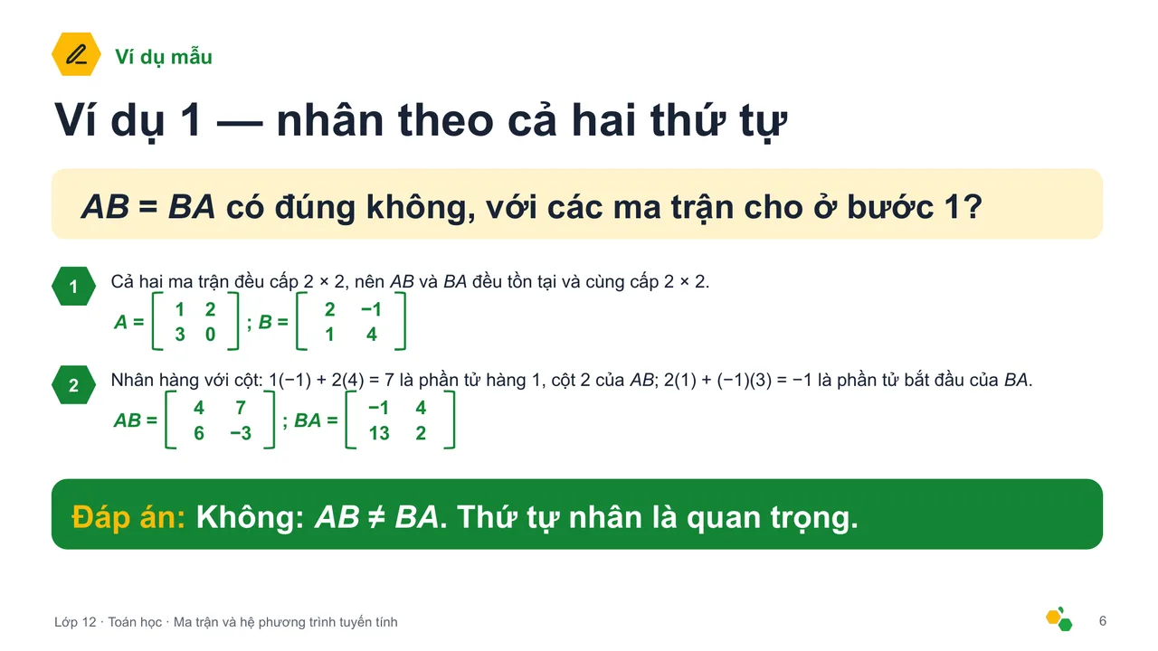 Ma trận và hệ phương trình tuyến tính — Trang chiếu 7