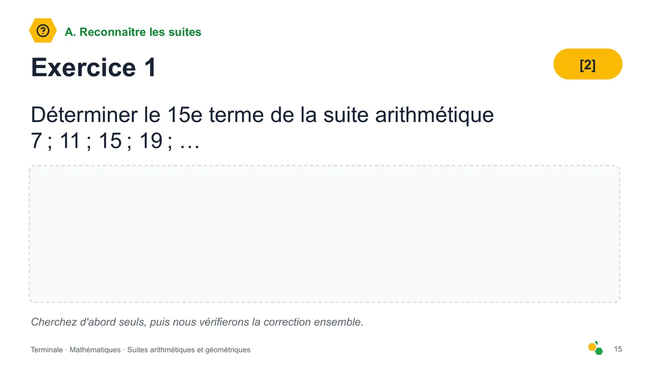 Suites arithmétiques et géométriques — Diapositive 17