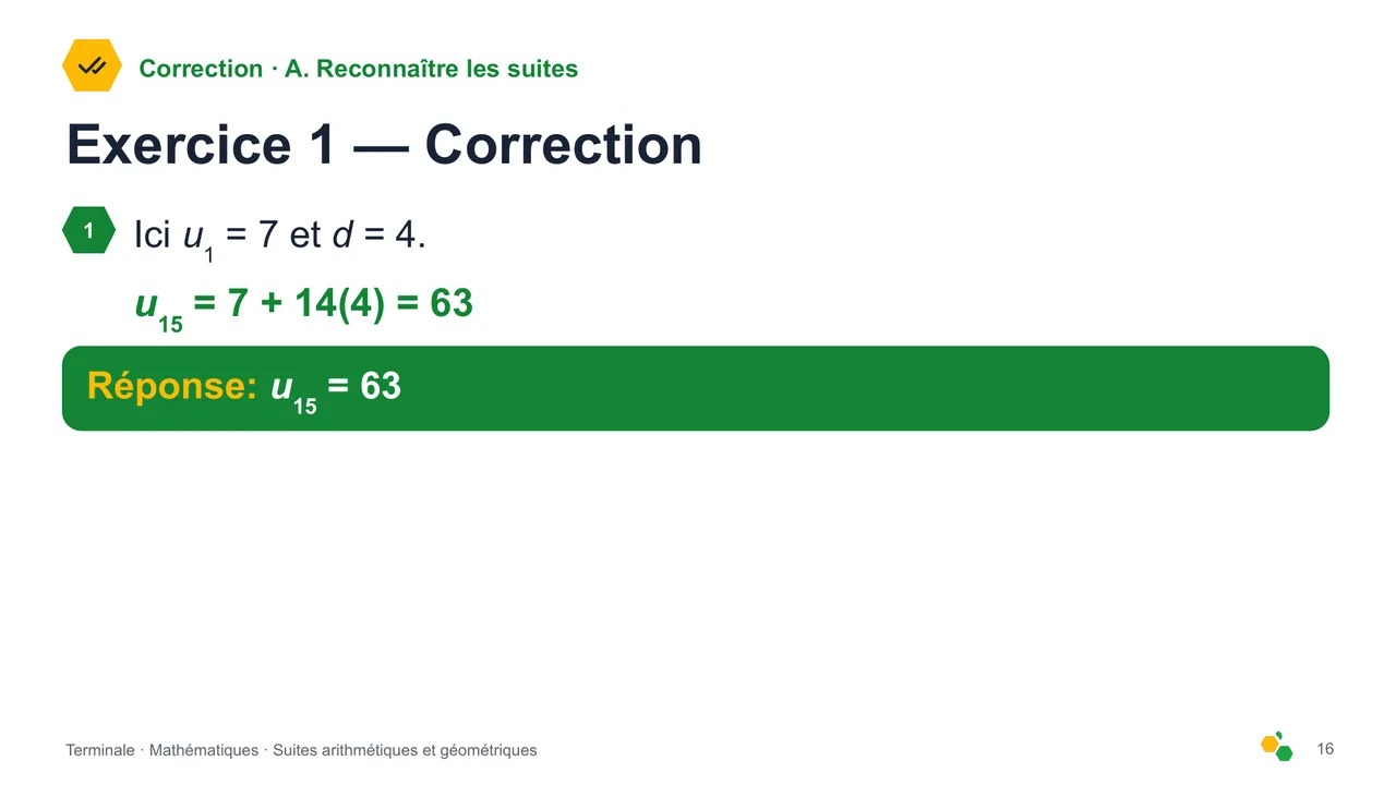 Suites arithmétiques et géométriques — Diapositive 18