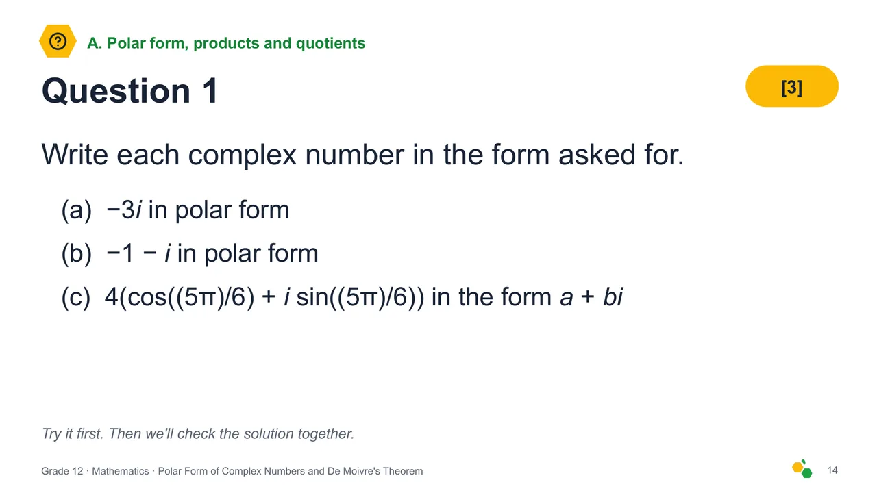 Polar Form of Complex Numbers and De Moivre's Theorem — Slide 16
