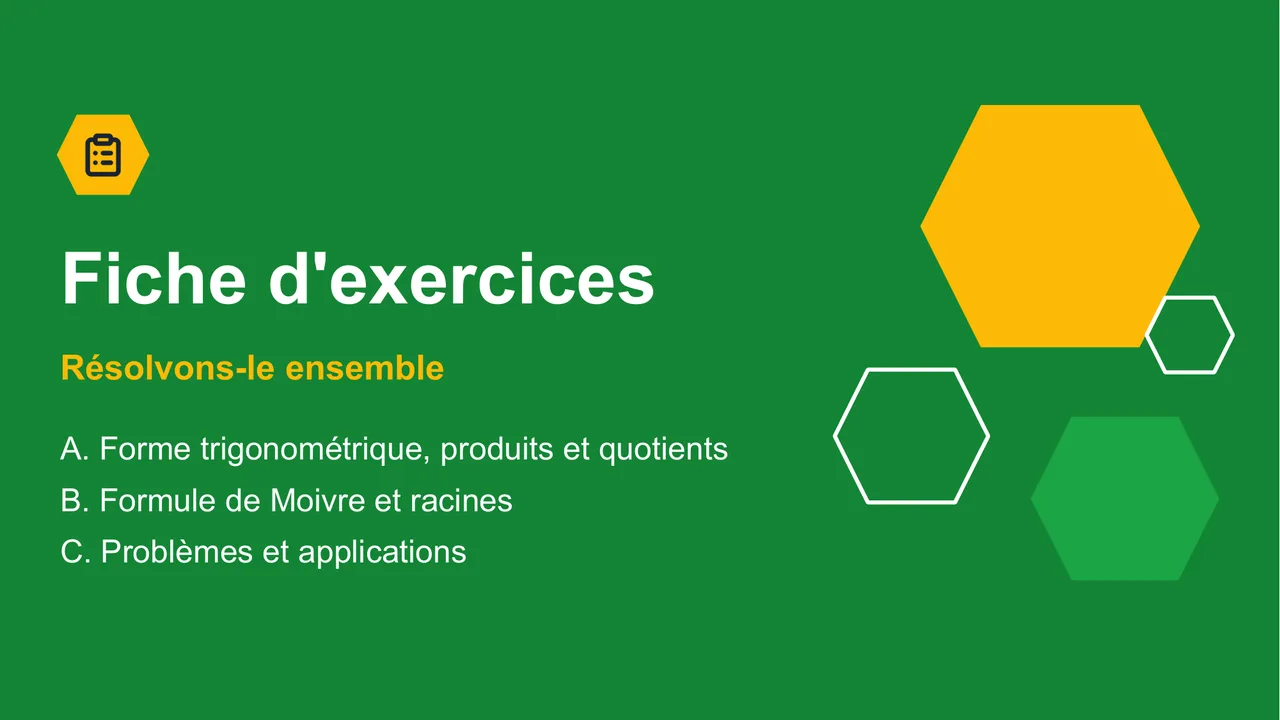 Forme trigonométrique des nombres complexes et formule de Moivre — Diapositive 16