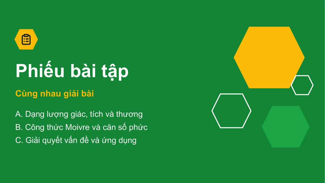 Dạng lượng giác của số phức và công thức Moivre — Trang chiếu 16