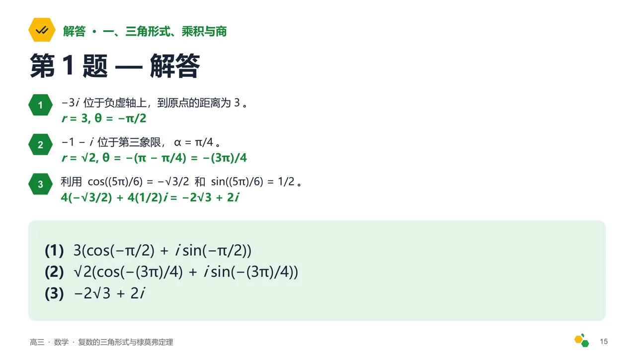 复数的三角形式与棣莫弗定理 — 第 17 页幻灯片