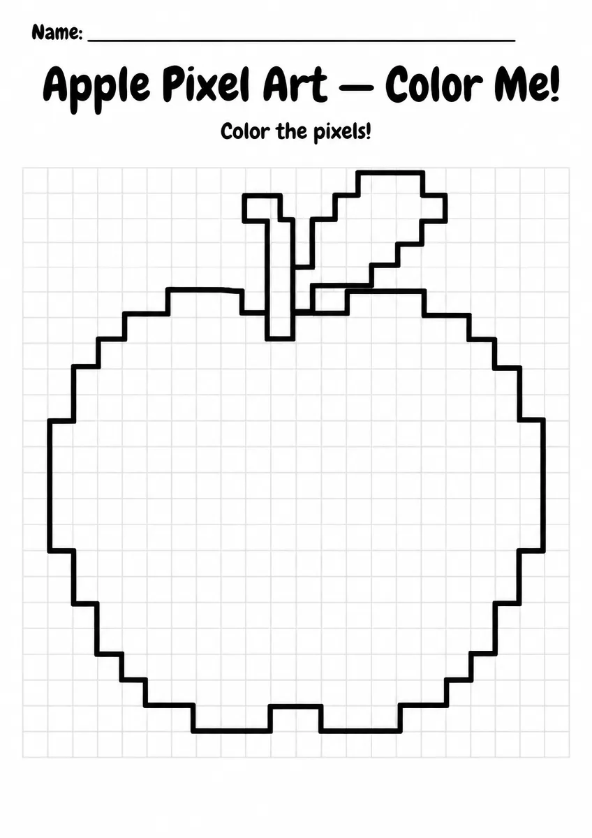 Apple Pixel Art Coloring Page