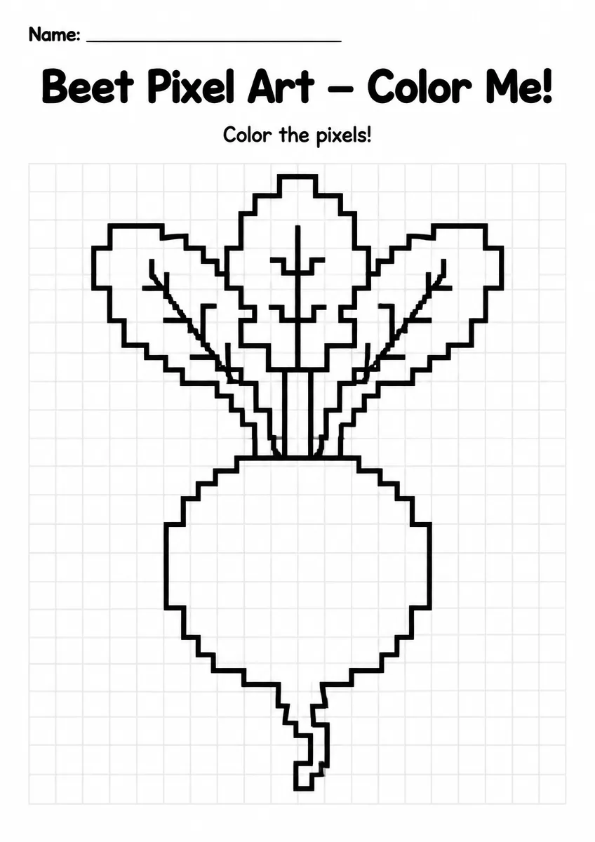 Beet Pixel Art Coloring Page
