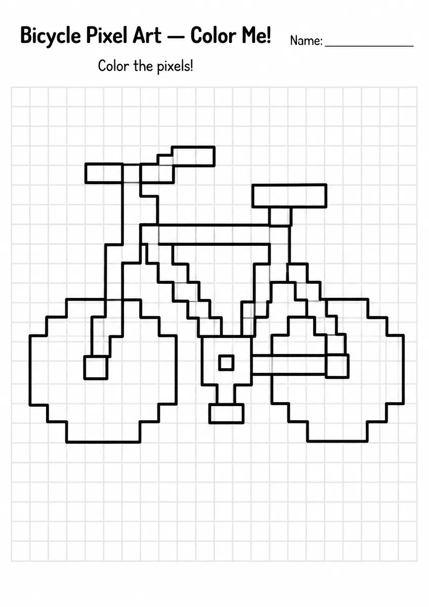 Bicycle Pixel Art Coloring Page
