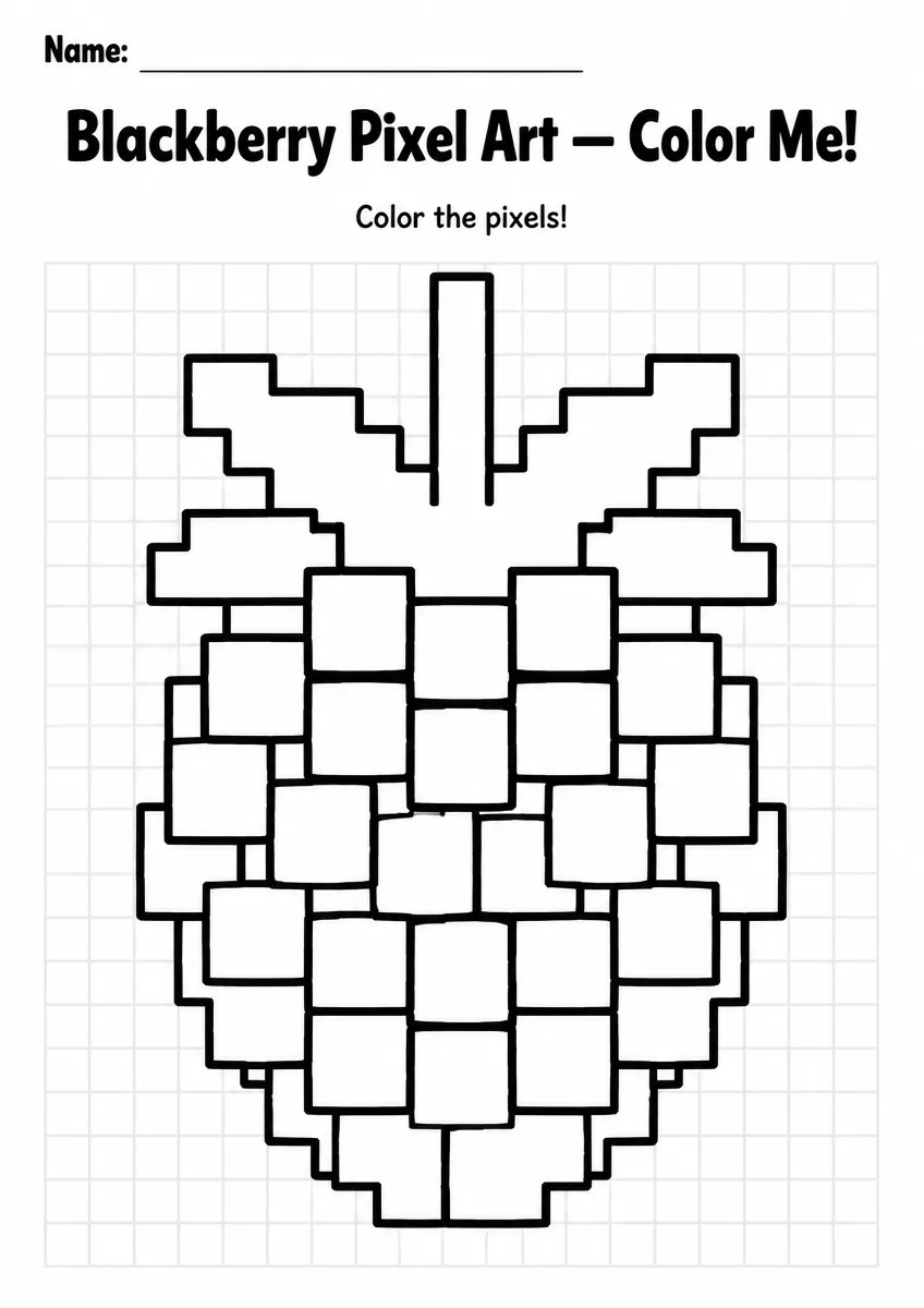 Blackberry Pixel Art Coloring Page