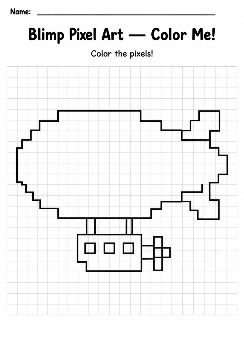 Blimp Pixel Art Coloring Page