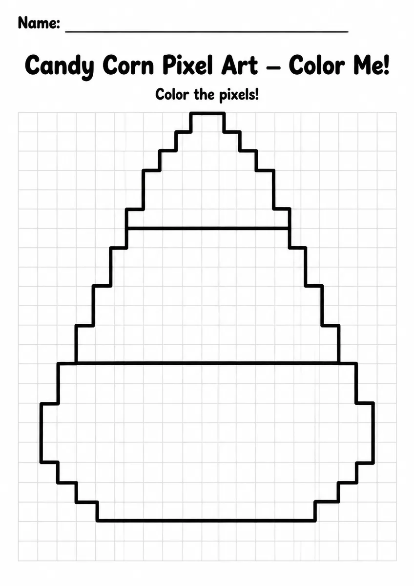 Candy Corn Pixel Art Coloring Page