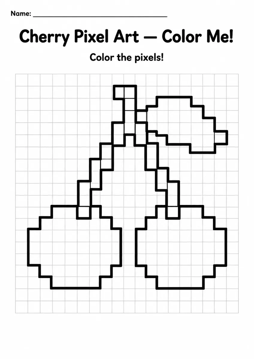 Cherry Pixel Art Coloring Page