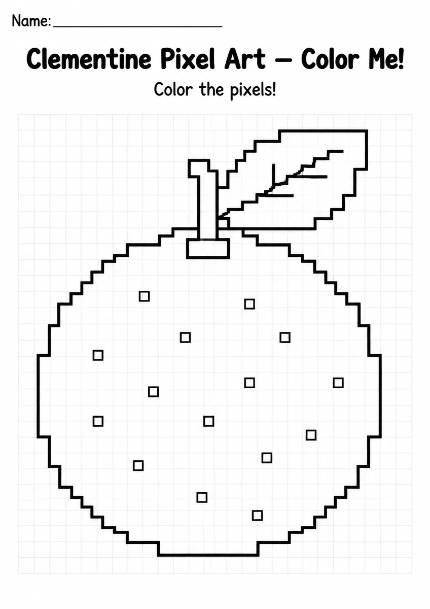 Clementine Pixel Art Coloring Page