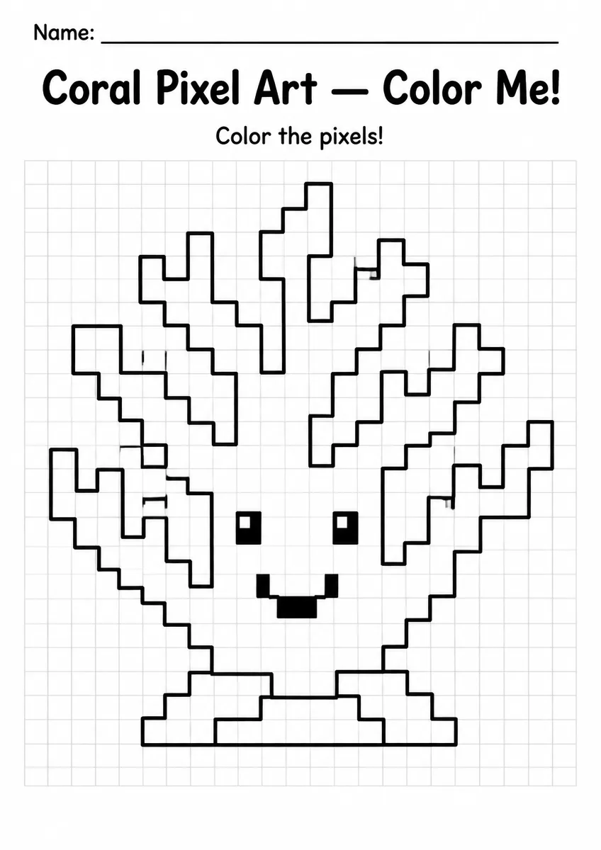 Coral Pixel Art Coloring Page