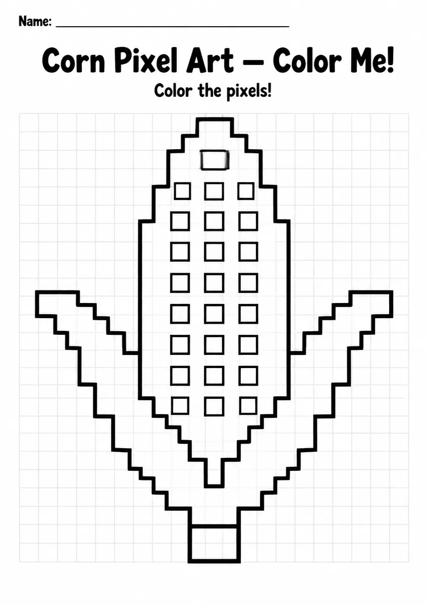Corn Pixel Art Coloring Page
