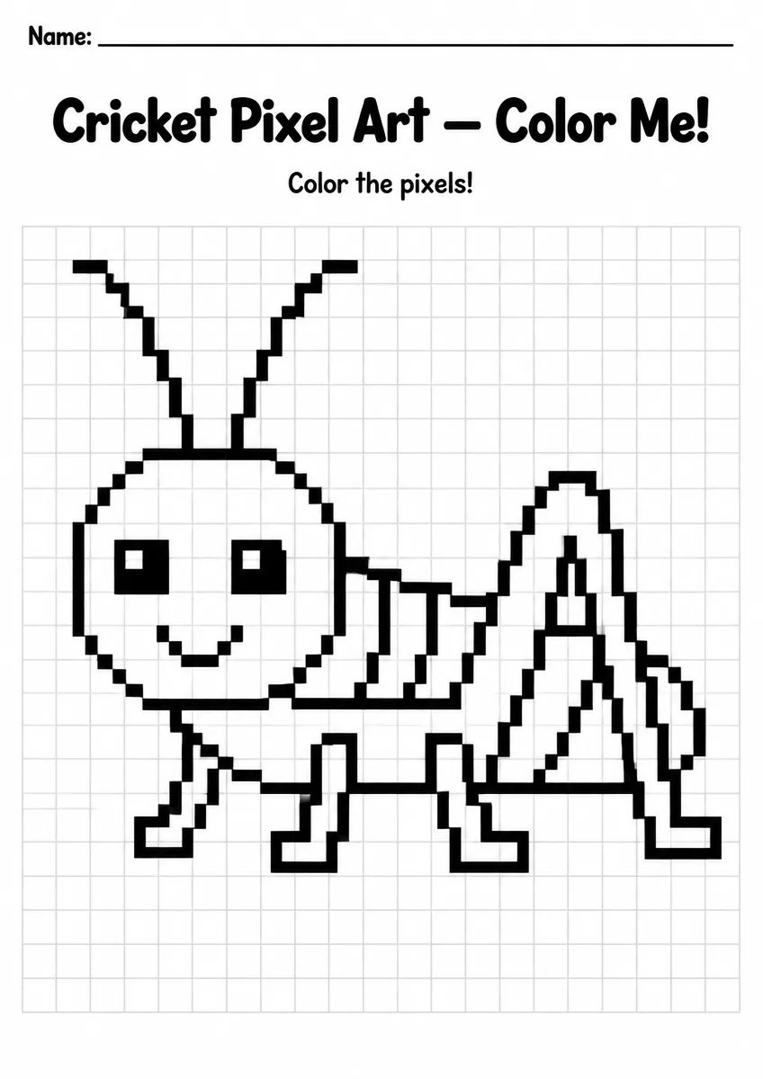 Cricket Pixel Art Coloring Page