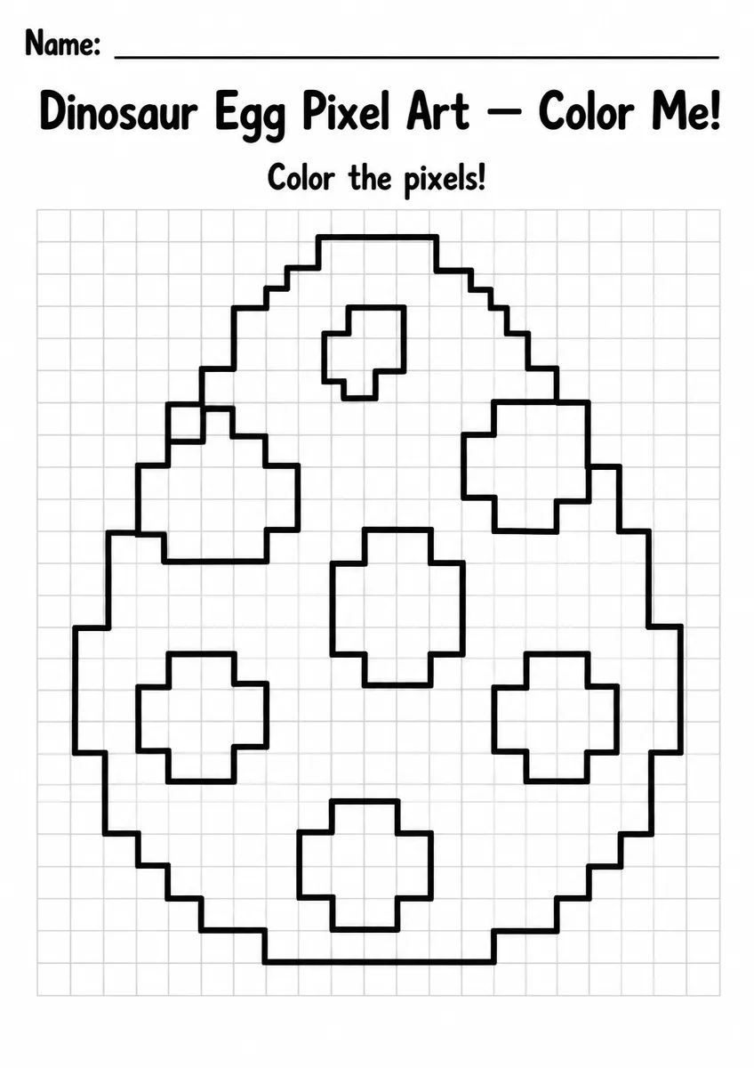 Dinosaur Egg Pixel Art Coloring Page