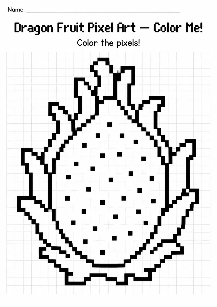 Dragon Fruit Pixel Art Coloring Page