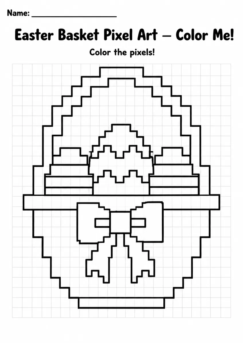 Easter Basket Pixel Art Coloring Page