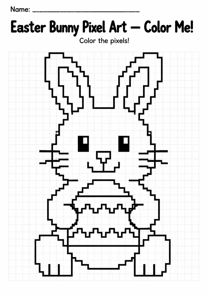 Easter Bunny Pixel Art Coloring Page