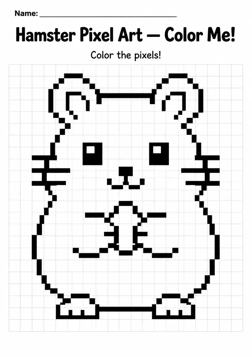 Hamster Pixel Art Coloring Page