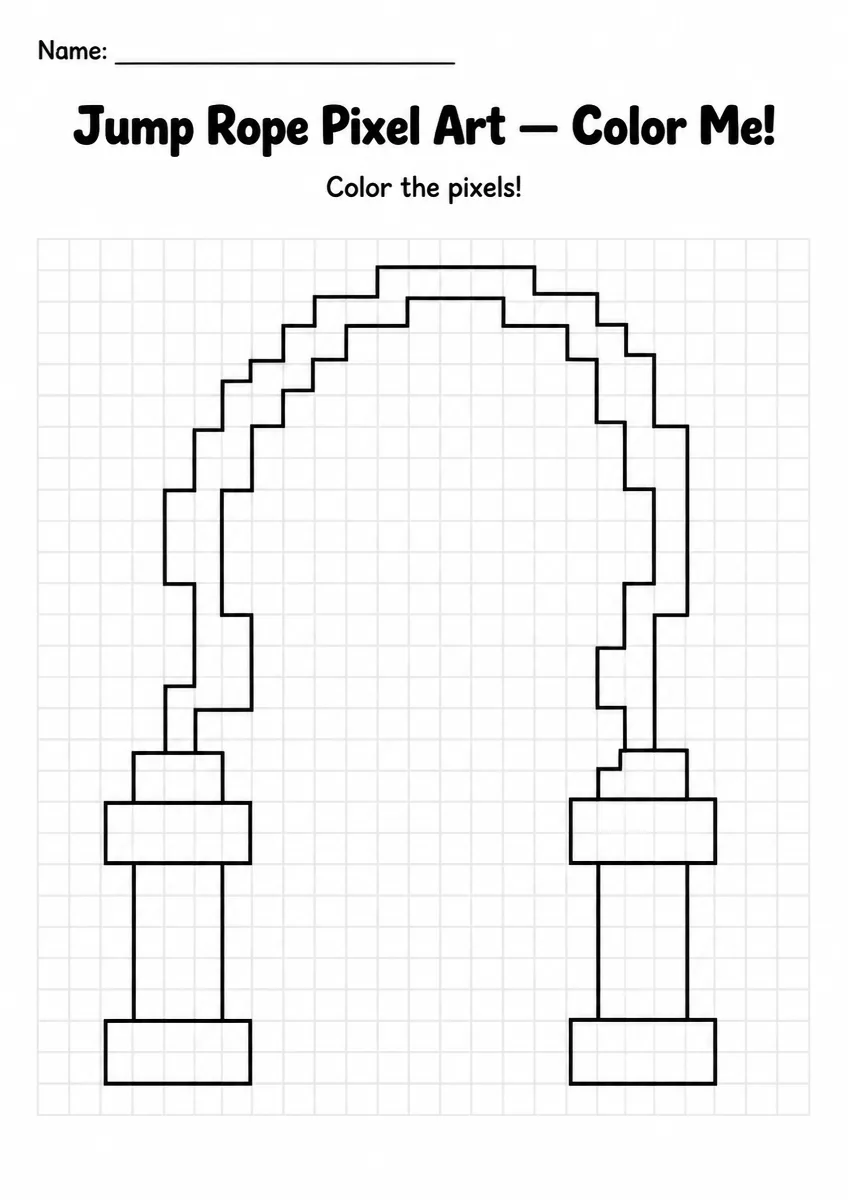 Jump Rope Pixel Art Coloring Page
