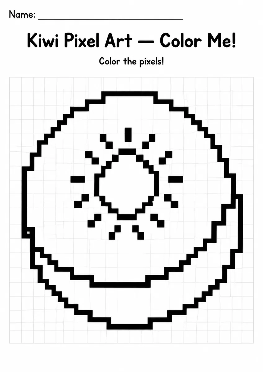 Kiwi Pixel Art Coloring Page