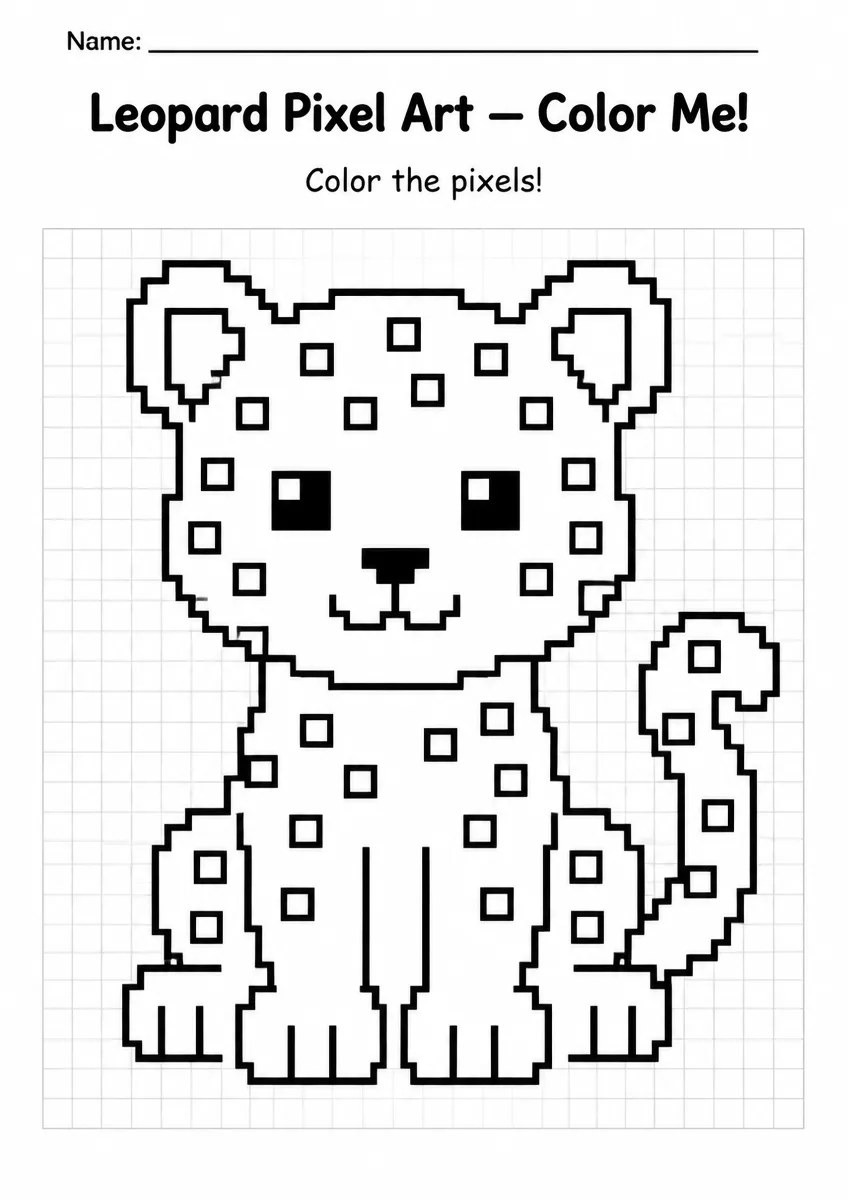 Leopard Pixel Art Coloring Page