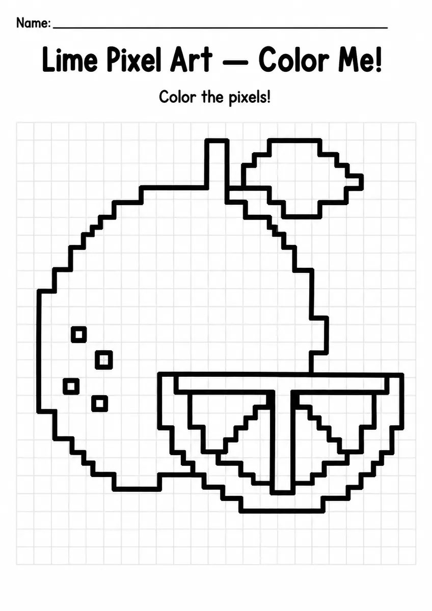 Lime Pixel Art Coloring Page