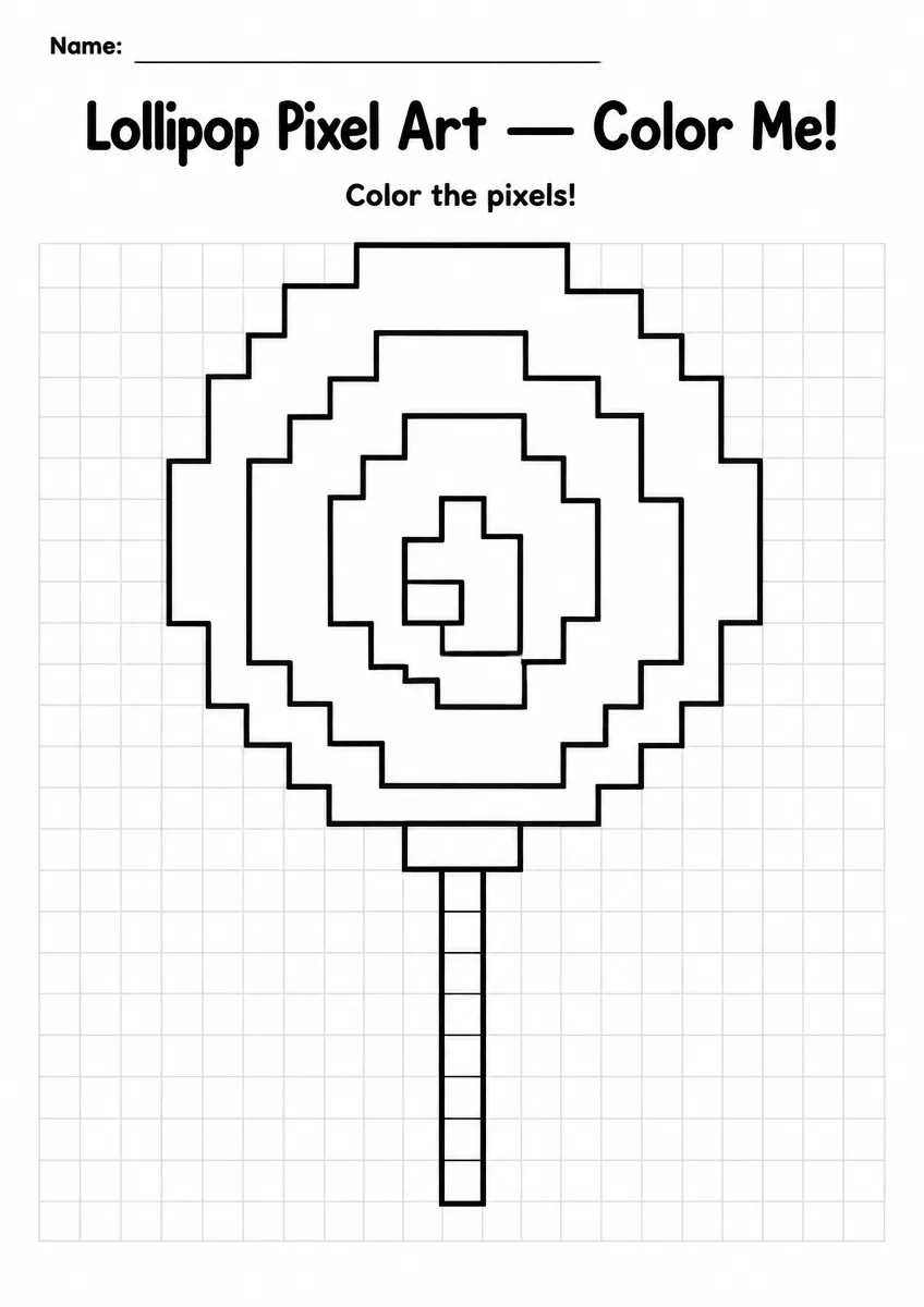 Lollipop Pixel Art Coloring Page