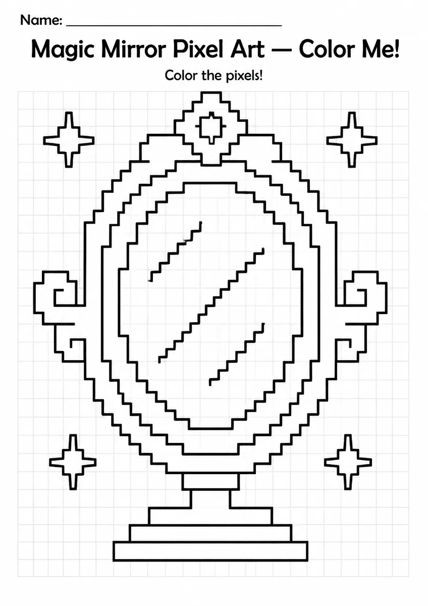 Magic Mirror Pixel Art Coloring Page