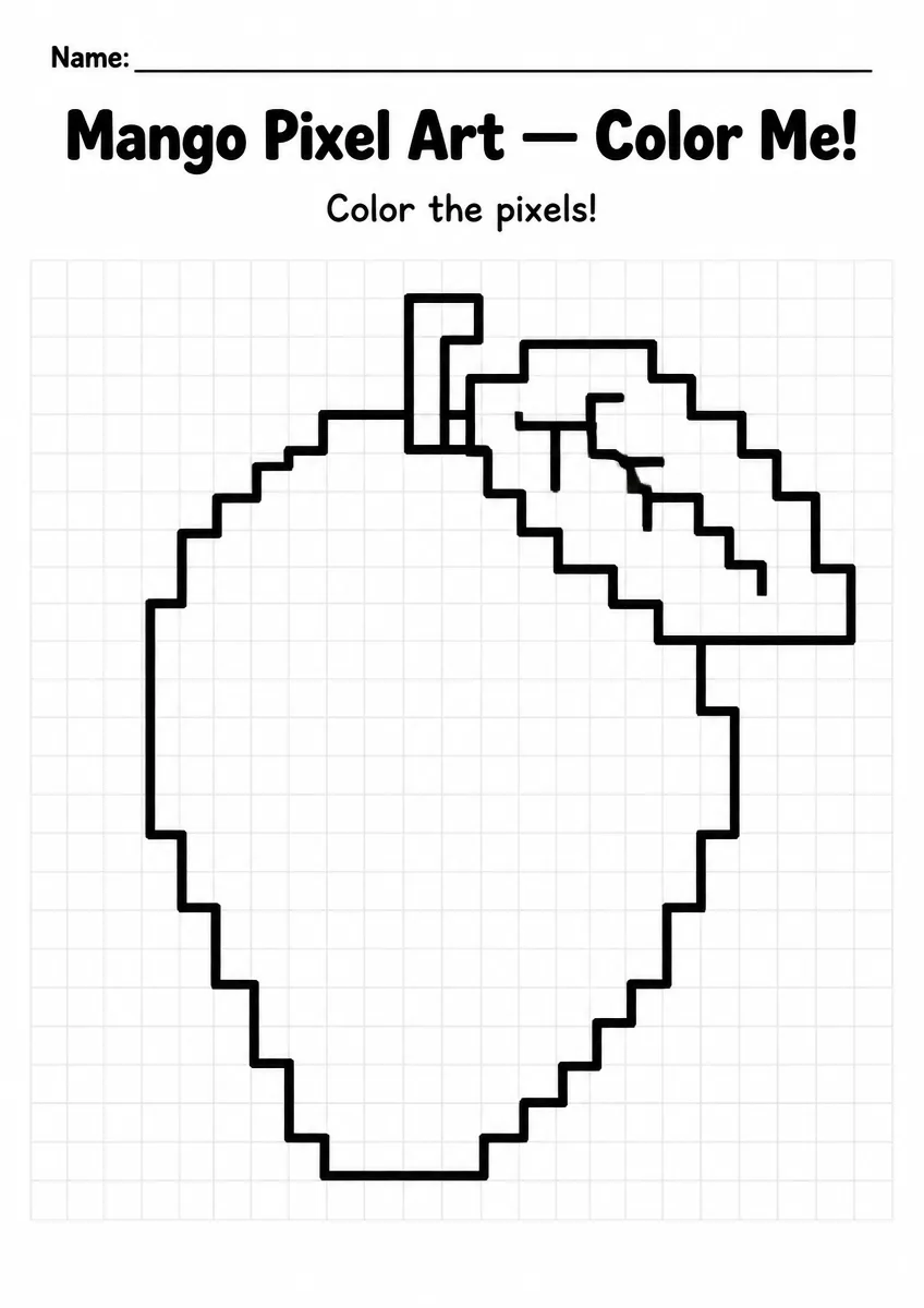 Mango Pixel Art Coloring Page
