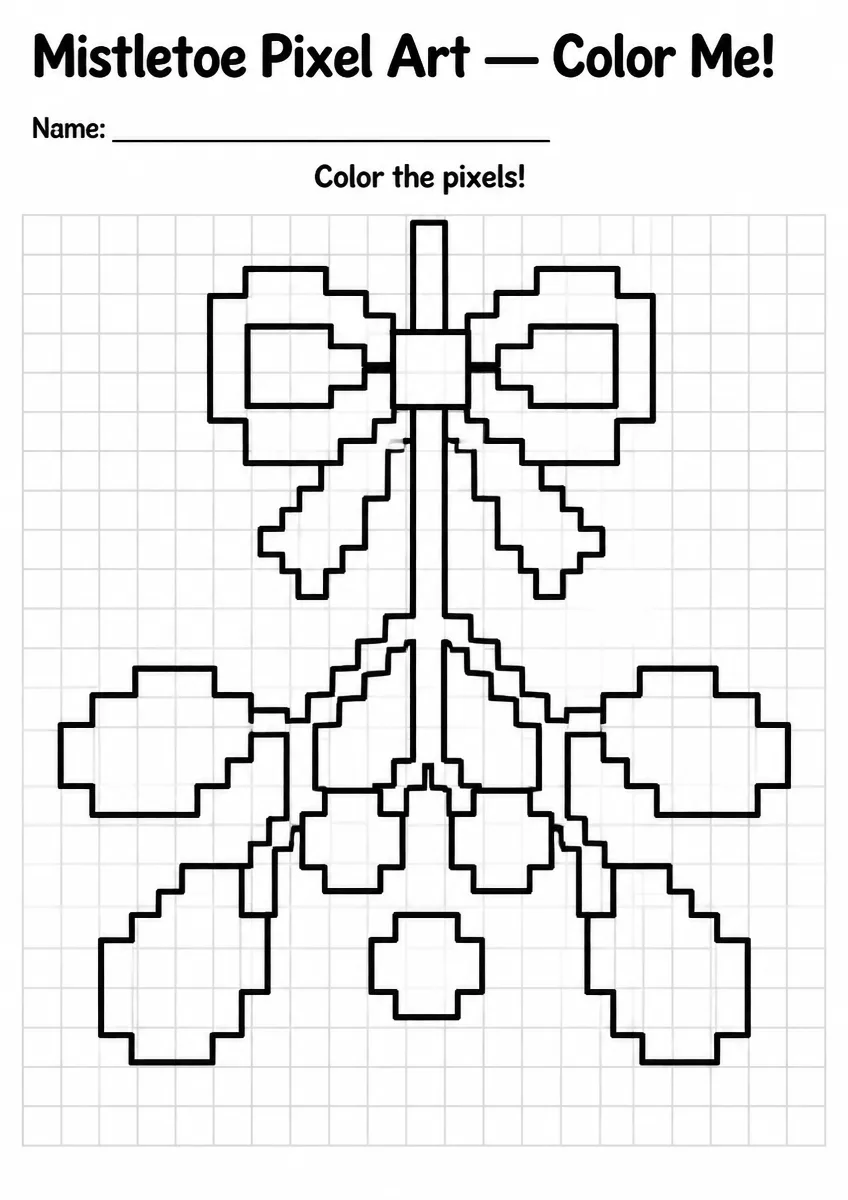 Mistletoe Pixel Art Coloring Page