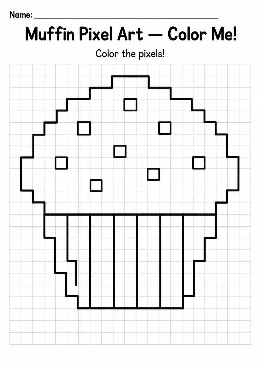 Muffin Pixel Art Coloring Page