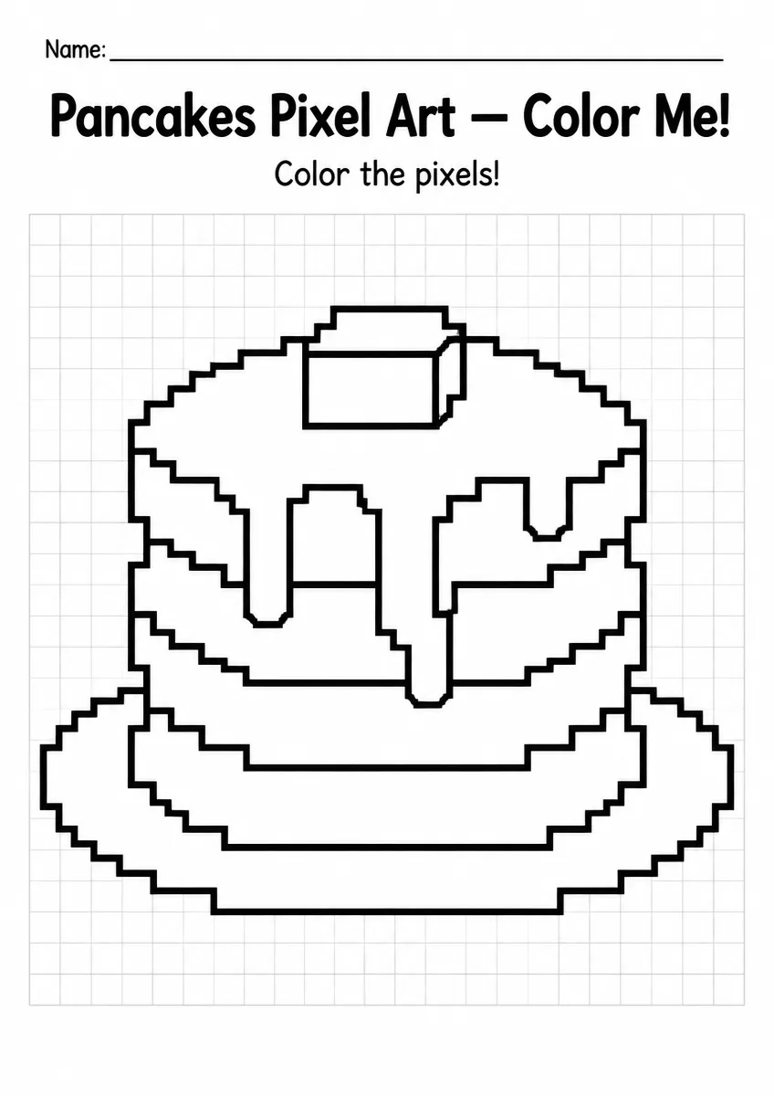 Pancakes Pixel Art Coloring Page