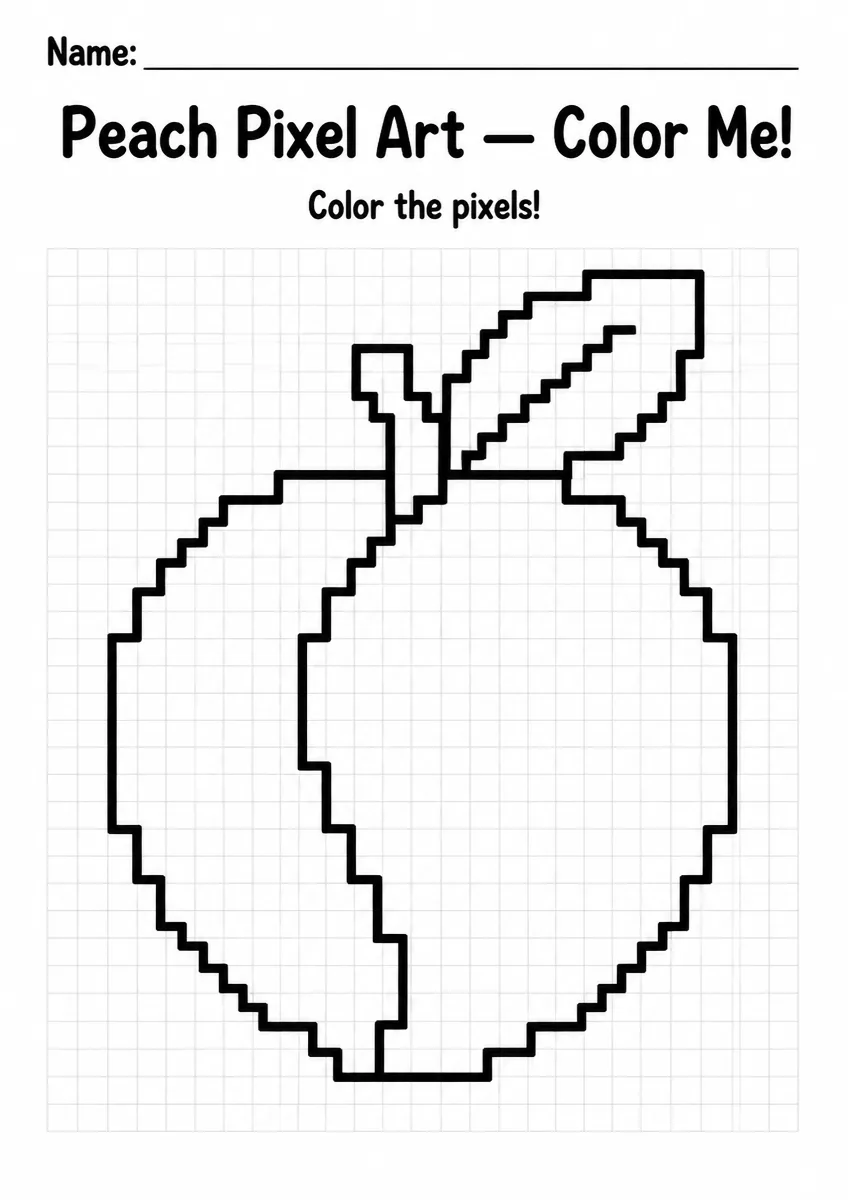 Peach Pixel Art Coloring Page