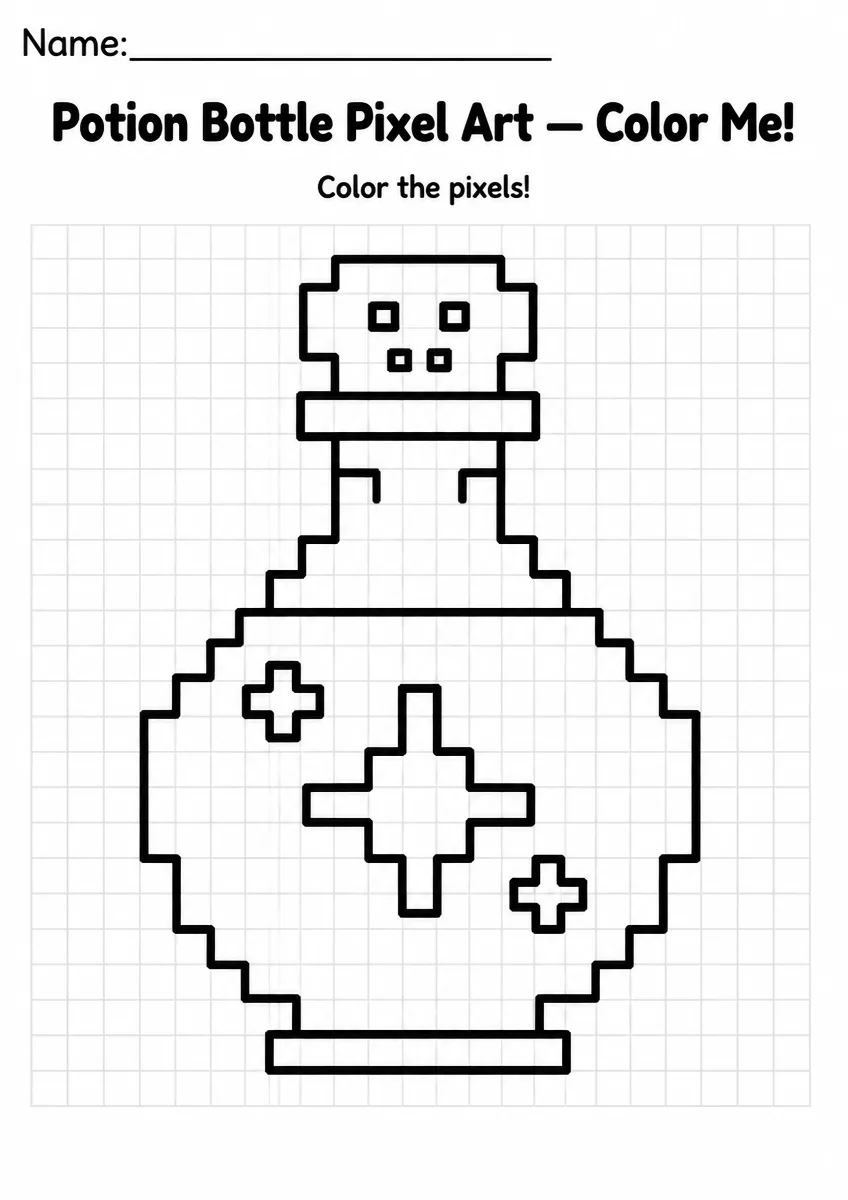 Potion Bottle Pixel Art Coloring Page