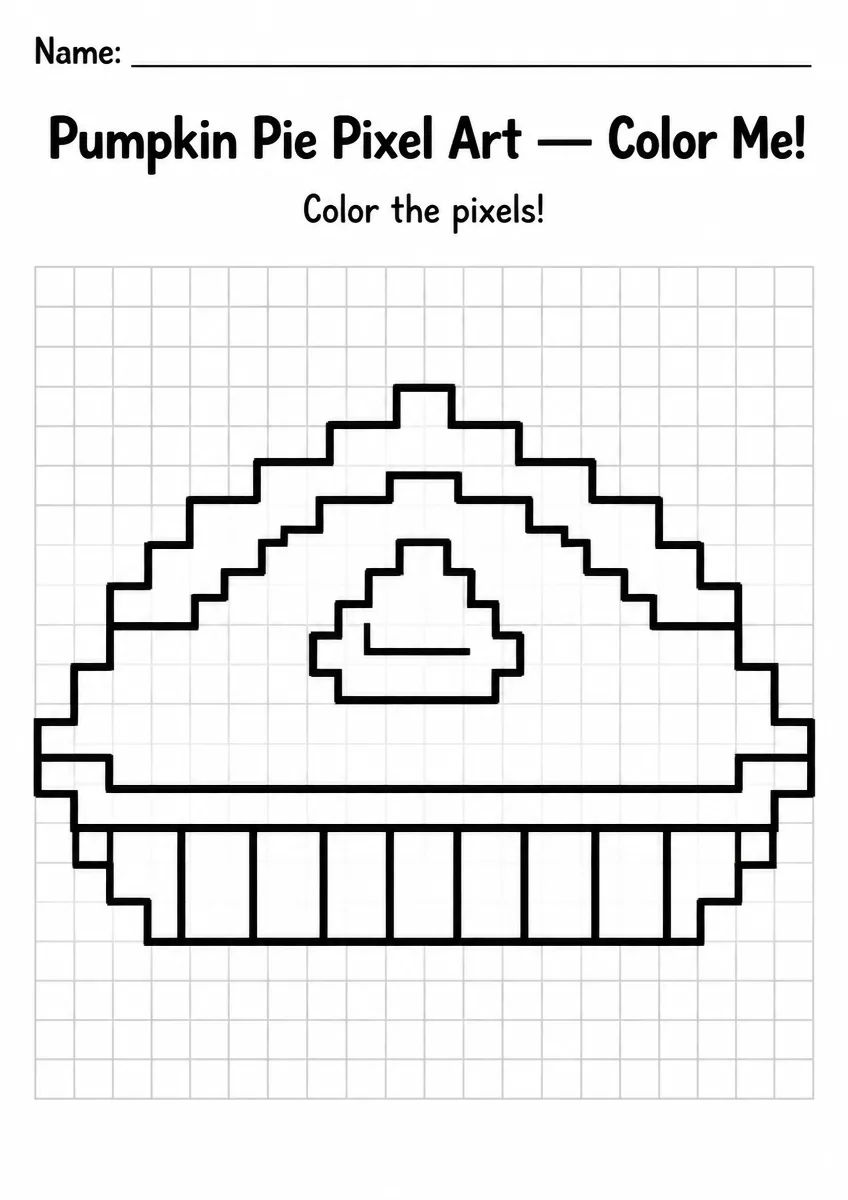 Pumpkin Pie Pixel Art Coloring Page