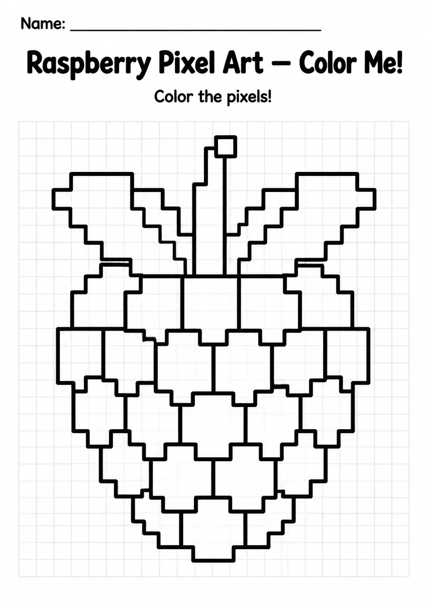 Raspberry Pixel Art Coloring Page
