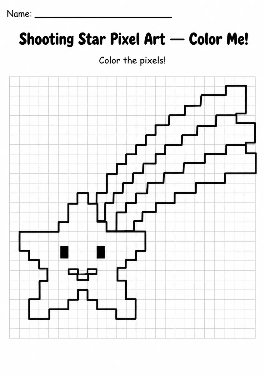 Shooting Star Pixel Art Coloring Page