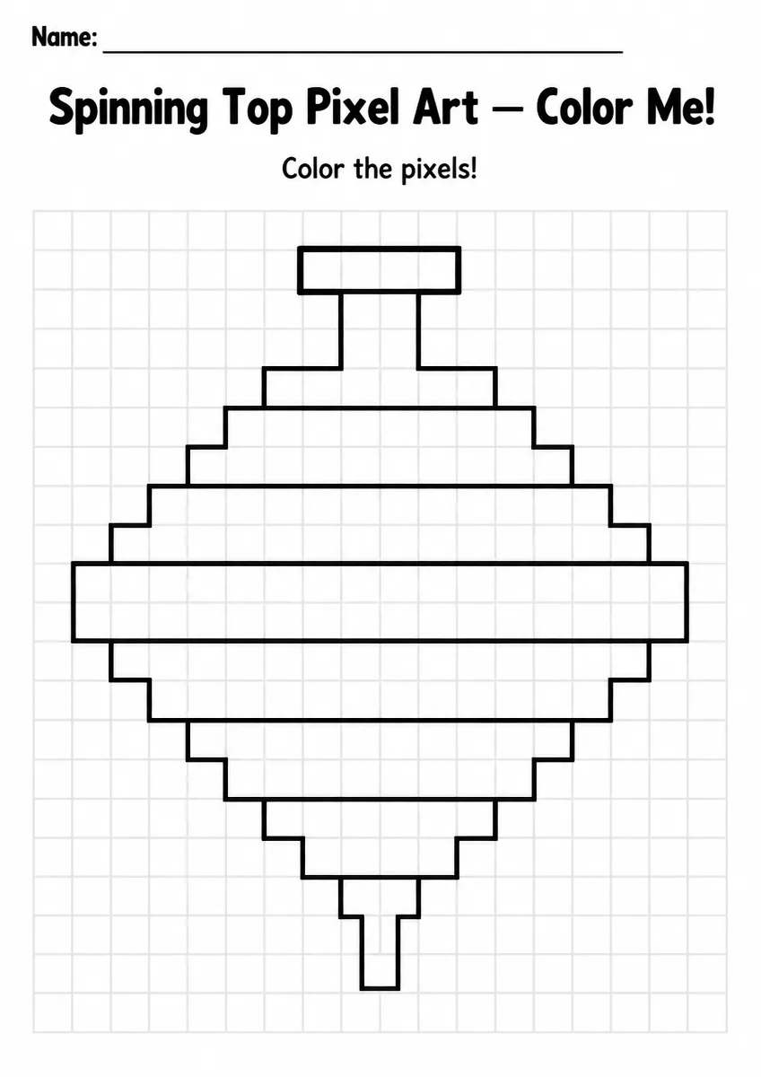 Spinning Top Pixel Art Coloring Page