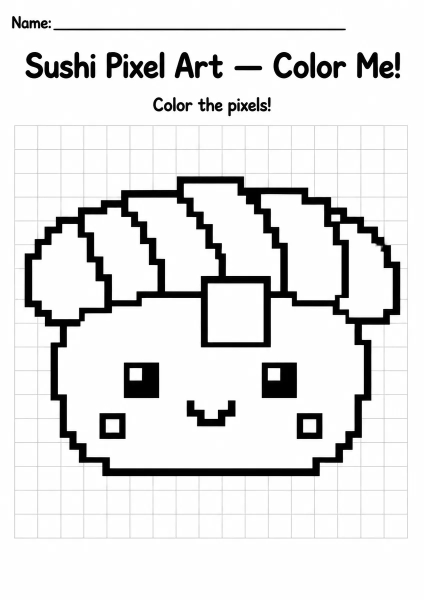 Sushi Pixel Art Coloring Page