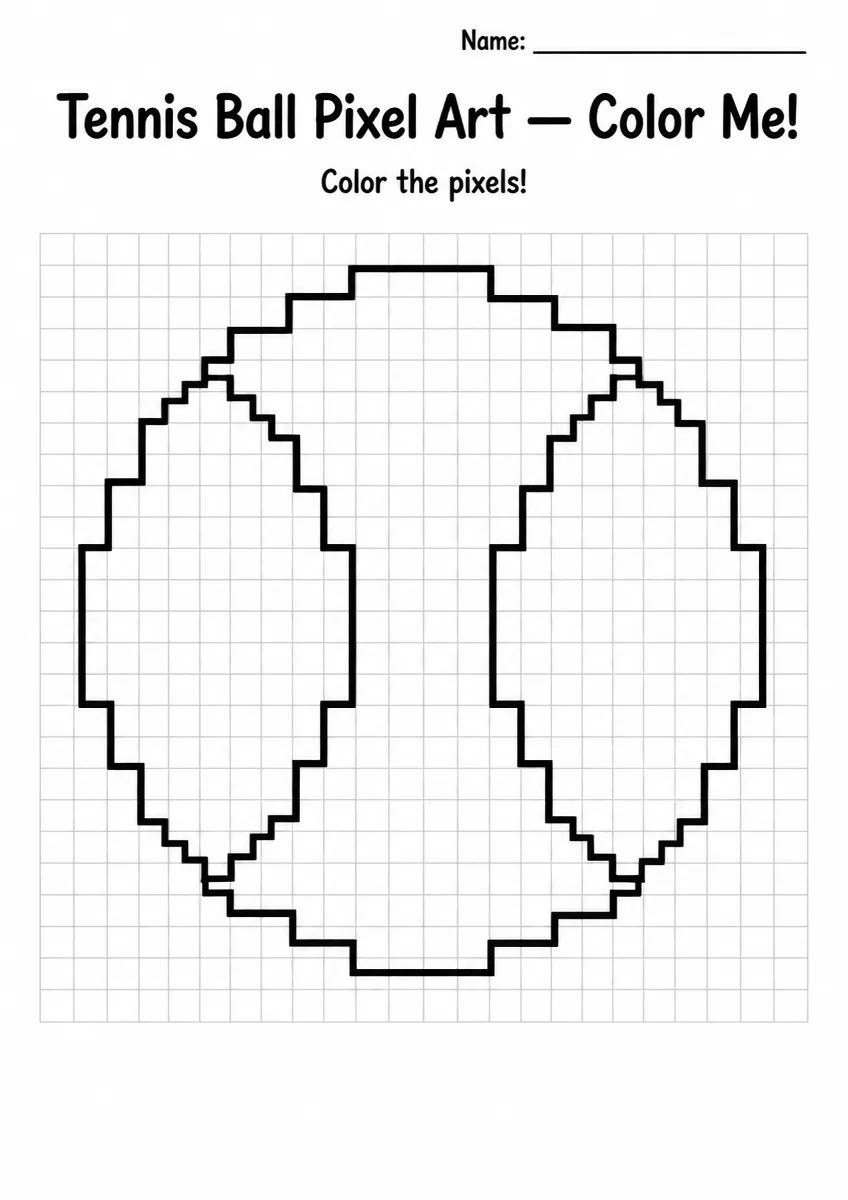Tennis Ball Pixel Art Coloring Page