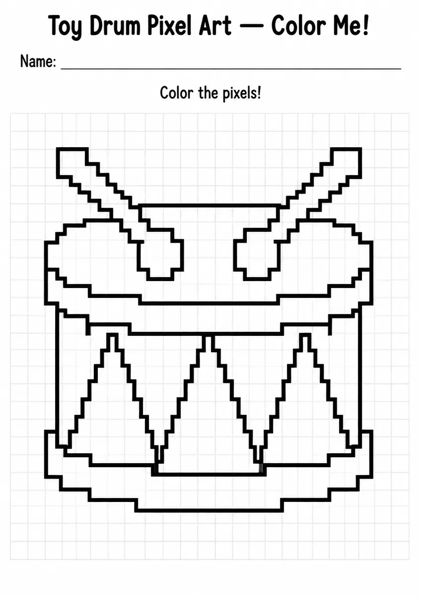 Toy Drum Pixel Art Coloring Page