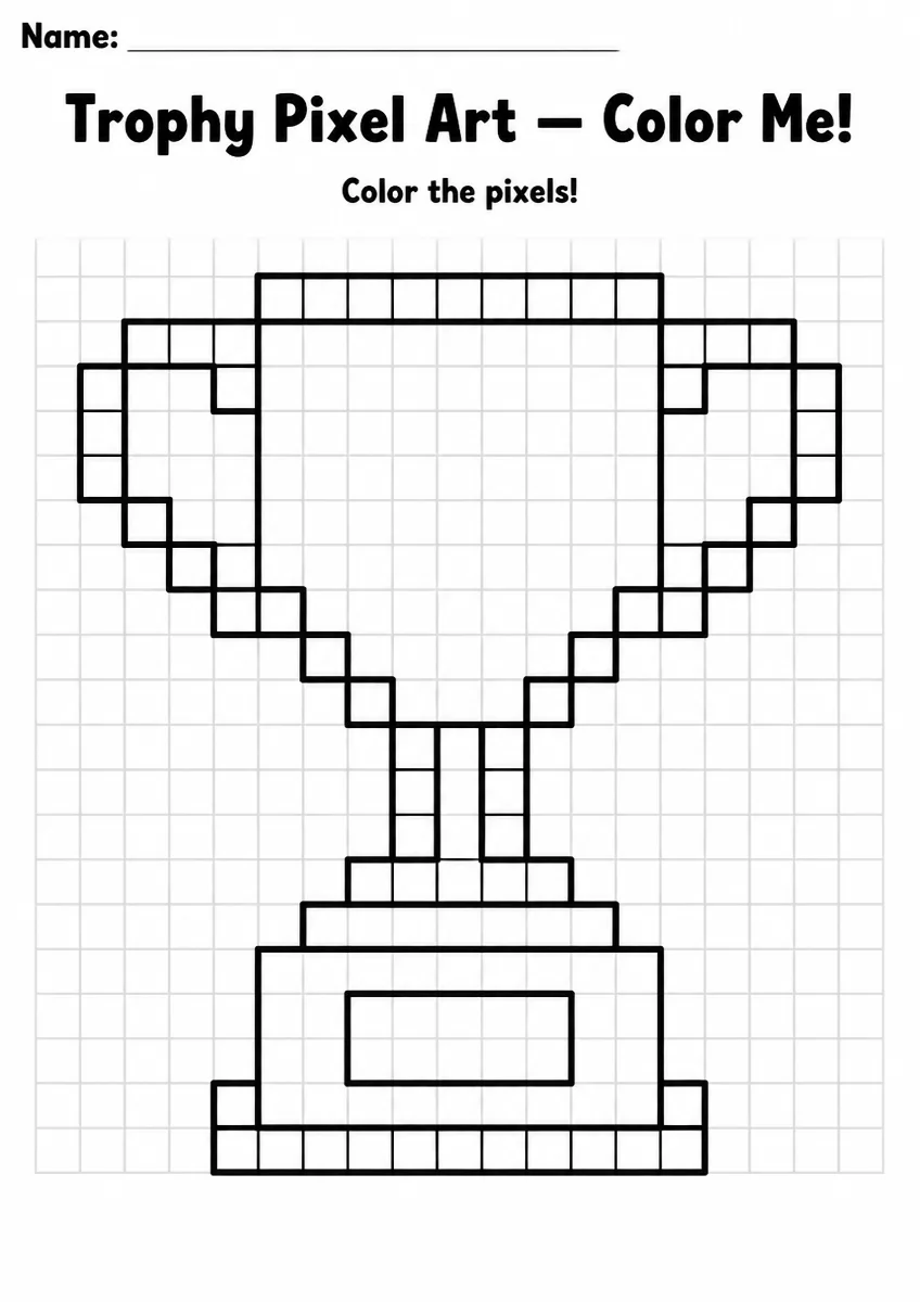 Trophy Pixel Art Coloring Page