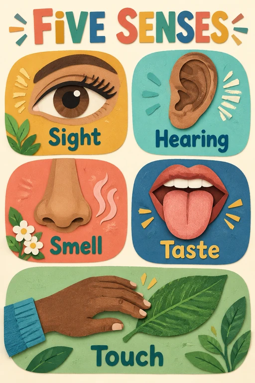 Cut-Paper Five Senses Poster