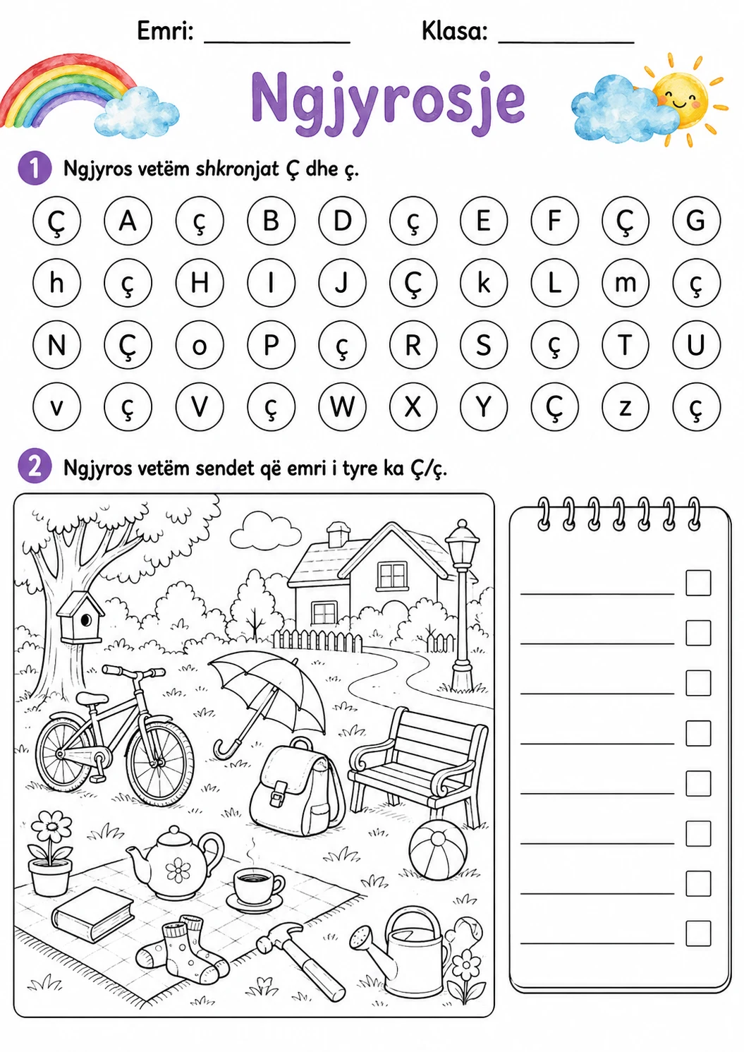 Albanian Letter C Cedilla Phonics Worksheets Pack