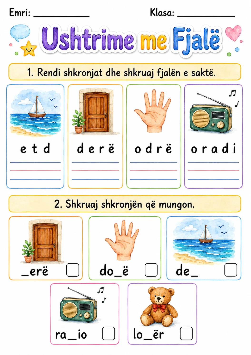 Albanian Letter D Phonics Worksheets Pack