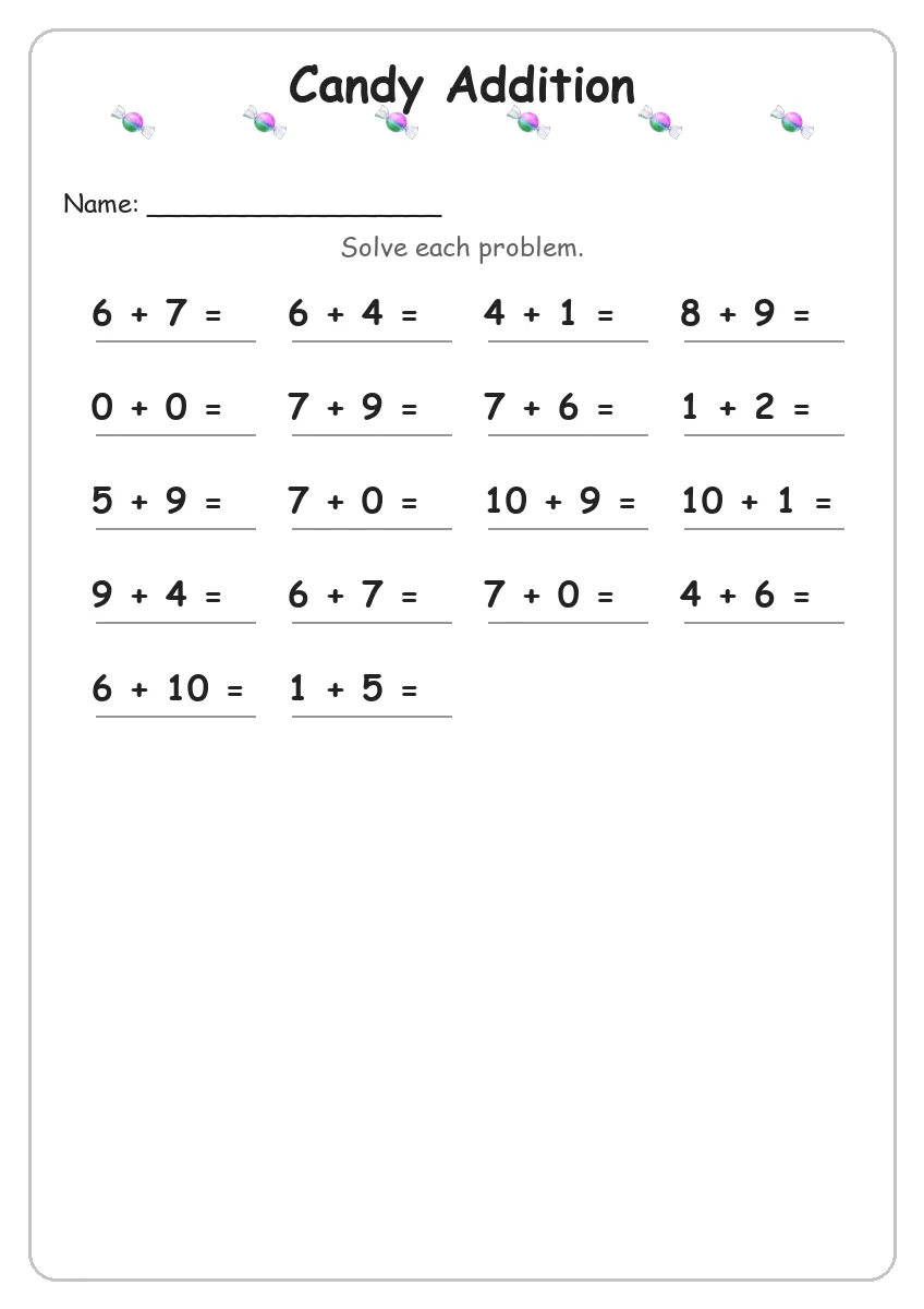 Candy Addition (Grade 1)
